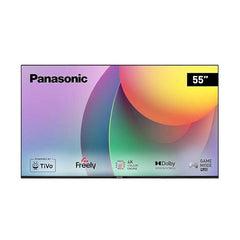 Panasonic 55W60A 55-inch 4K UHD Smart TV with HDR support, immersive sound, smart streaming apps & sleek bezel-less design.