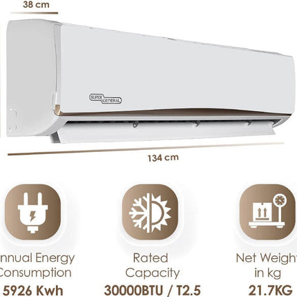 Super General 2.5 Ton Split Air Conditioner, 30000 BTU and Rotary Compressor