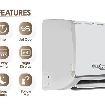Super General 2.5 Ton Split Air Conditioner, 30000 BTU and Rotary Compressor