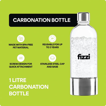 Nutricook FIZZI NC-FSM100 Sparkling Water Maker - 3 Fizz Levels, One-Touch