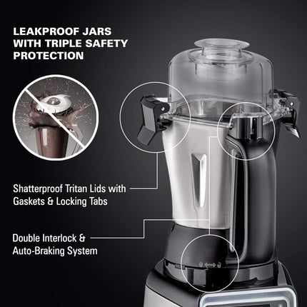 Hamilton Beach Professional Juicer Mixer Grinder 58770 3 Stainless Steel Leakproof Jars
