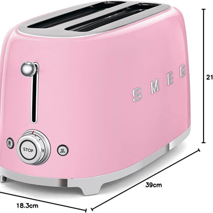 Smeg TSF02PKUK 4-Slice Retro Toaster - Pink, 1500W