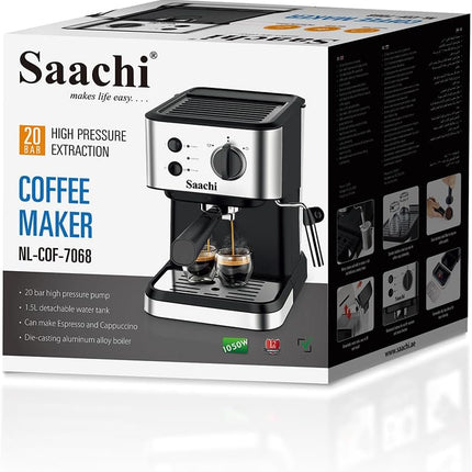 Saachi Coffee Maker NL-COF-7068-BK With 20 Bar High Pressure Pump