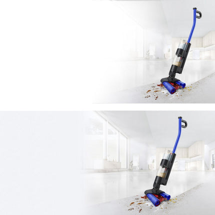 Dyson WashG1 wet floor cleaner cleaning a hard kitchen floor