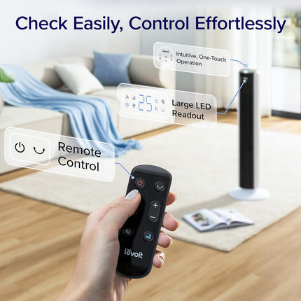 Levoit Classic 36-Inch Tower Fan with Remote Control - Silent DC Motor, 12 Speeds