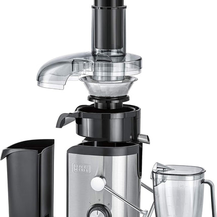 Black+Decker JE800-B5 Juice Extractor, 800W, XL Feeding Chute, Stainless Steel