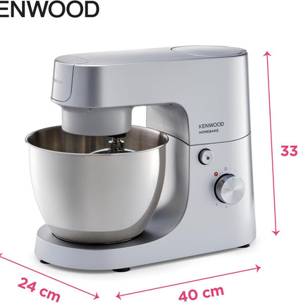 Kenwood HomeBake KHH01.000SI Stand Mixer - 5L Bowl, K-Beater, Whisk, Dough Hook