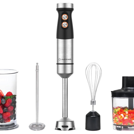 Nutricook HB100ME 4-in-1 Electric Hand Blender, 1200W, Chop Whisk Froth