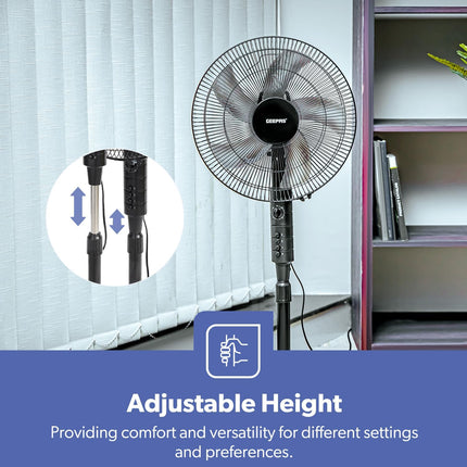 Geepas 16" Stand Fan 60W 3 Speed 5 Leaf Blade Adjustable Height & Tilt GF9489N