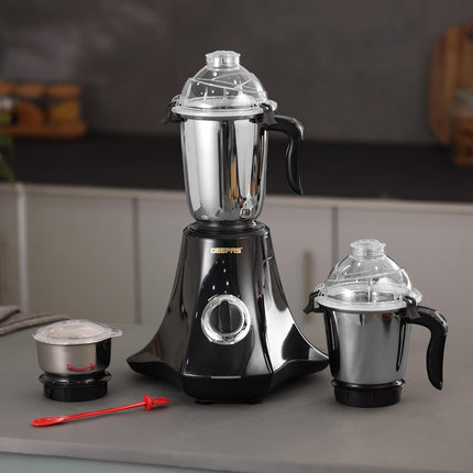 Geepas GSB44067 3-in-1 Mixer Grinder 750W - Stainless Steel Jars, 3 Speed
