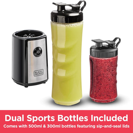 Black+Decker SBX300-B5 Sports Blender & Smoothie Maker, 300W, 6-Piece
