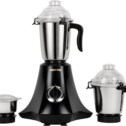 Geepas GSB44067 3-in-1 Mixer Grinder 750W - Stainless Steel Jars, 3 Speed