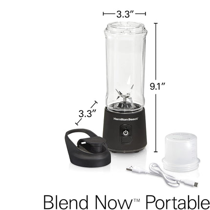 Hamilton Beach Mini Cordless Portable Blender USB Rechargeable 16 oz BLP41