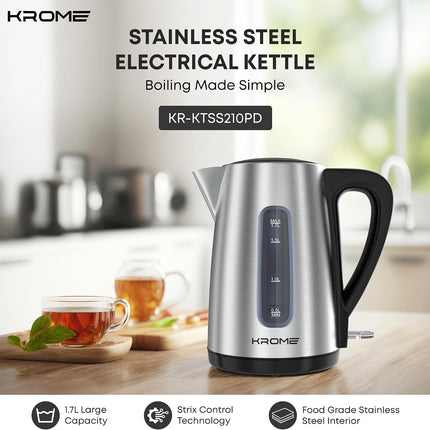 KROME 1.7L Stainless Steel Electric Kettle KR-KTSS210PD