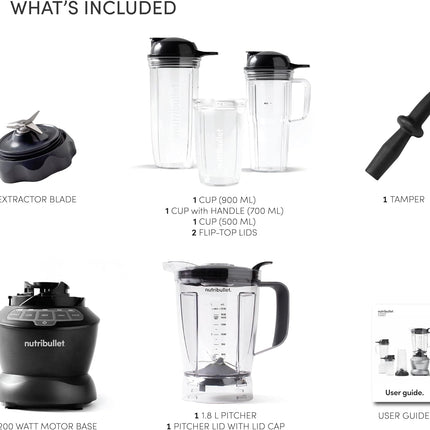 NutriBullet Full Size Blender Combo 1200W - Dark Grey with 9-Piece Set