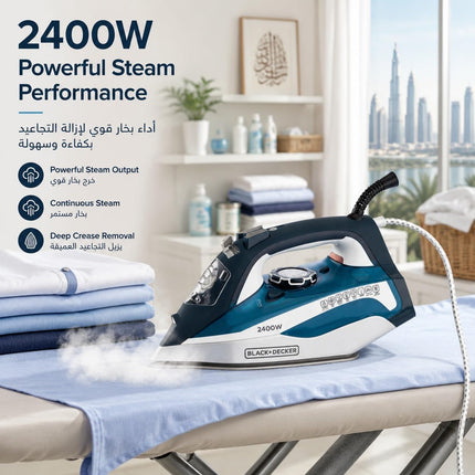 BLACK+DECKER Steam Iron, 2400W Power, 380ml Water Tank X2150-B5