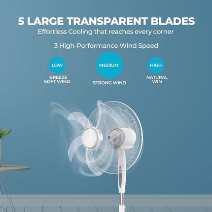 Nikai 16 Inch Pedestal Fan with Remote & Timer 45 Watts NPF1634RT