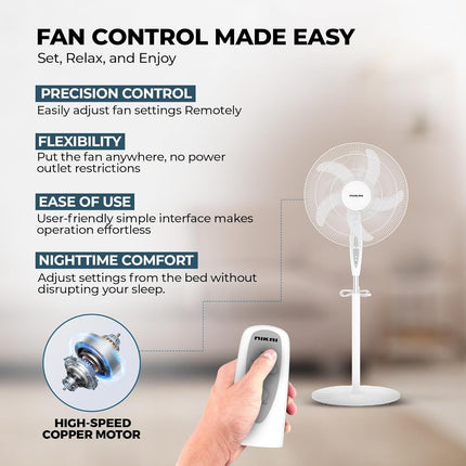 Nikai 16 Inch Pedestal Fan with Remote & Timer 45 Watts NPF1634RT