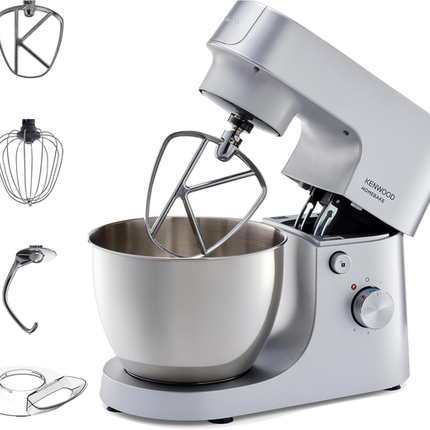 Kenwood HomeBake KHH01.000SI Stand Mixer - 5L Bowl, K-Beater, Whisk, Dough Hook