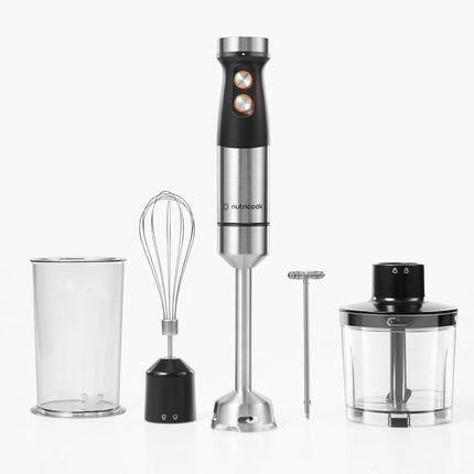 Nutricook HB100ME 4-in-1 Electric Hand Blender, 1200W, Chop Whisk Froth
