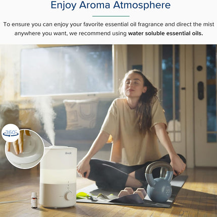 Levoit Dual 150 Ultrasonic Cool Mist Humidifier - 3L Tank with Aromatherapy