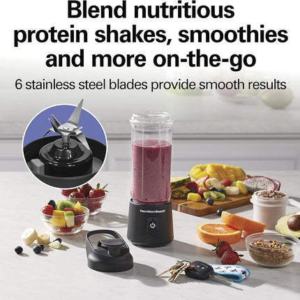 Hamilton Beach Mini Cordless Portable Blender USB Rechargeable 16 oz BLP41