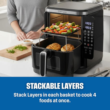 Westinghouse USA Double Stack Air Fryer 11L 5.5L + 5.5L Dual Zone WKAF2201