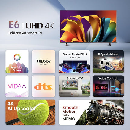Hisense 50 Inch 4K UHD Smart TV Smooth Motion Game Mode Plus VIDAA 50E6N