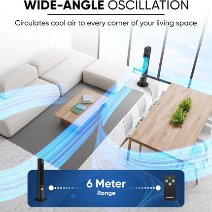 Nikai NTOF4001RL 40" Tower Fan, LED Touch Panel, 80° Oscillation, Remote Control