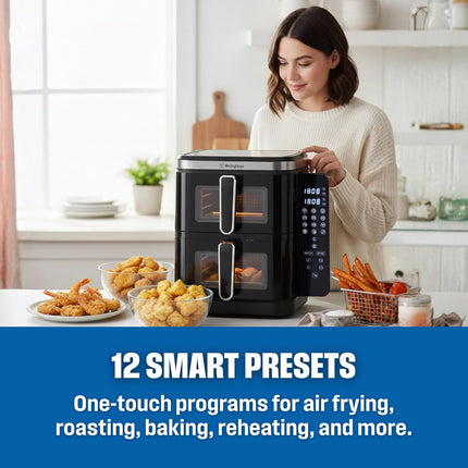 Westinghouse USA Double Stack Air Fryer 11L 5.5L + 5.5L Dual Zone WKAF2201
