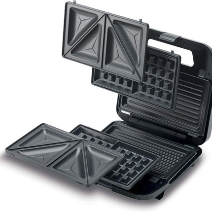 Kenwood SMM02.000SI 3-in-1 Sandwich Maker, Grill & Waffle Maker