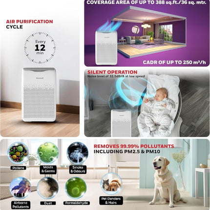 Honeywell Air Touch V2 Air Purifier, 4-Stage HEPA Filtration, Covers 388 sq ft