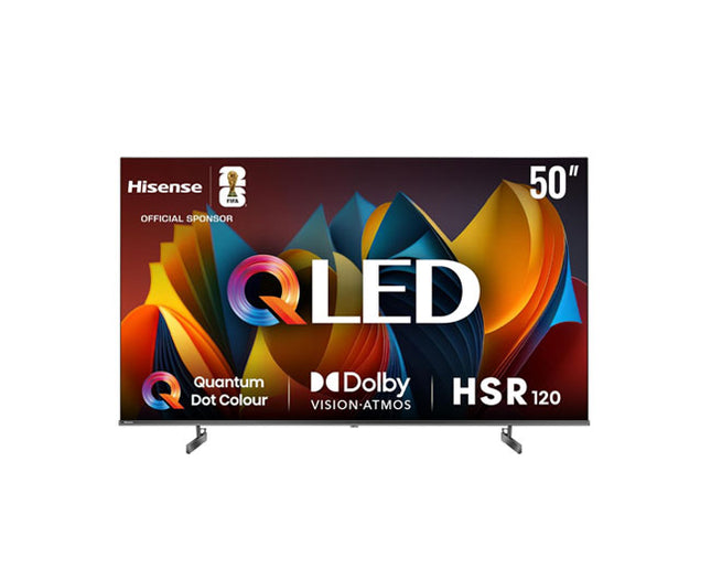 Hisense 50E7N 50 inch 4K QLED Smart TV with Dolby Vision, HDR10+, VIDAA OS, voice control, and vibrant color performance.