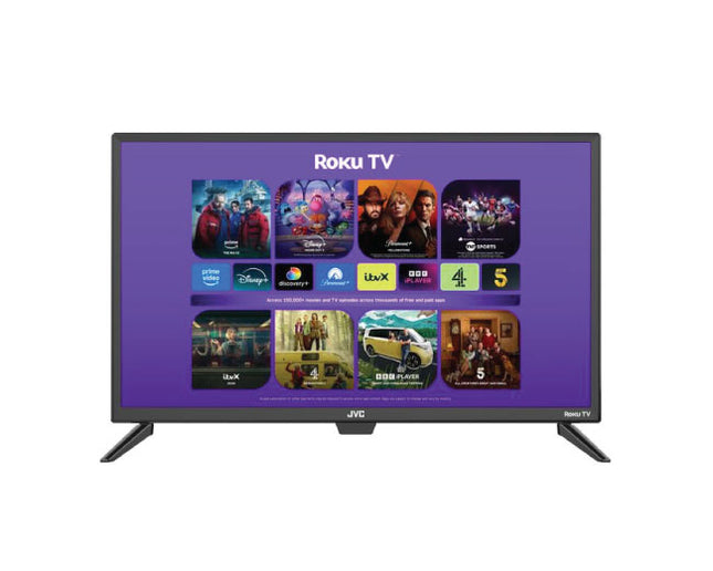 JVC 55CR530 55 inch 4K UHD Smart TV with HDR support, built-in streaming apps, voice control, vibrant picture quality, and sleek design.