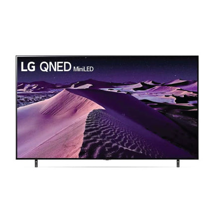 LG 75QNED85 75 inch 4K QNED Smart TV with Quantum Dot NanoCell, 120Hz refresh rate, AI Processor, HDR, and webOS platform.