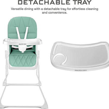 Neobreez CRIS Premium Baby High Chair Lightweight Foldable Adjustable Tray 5 Point Harness
