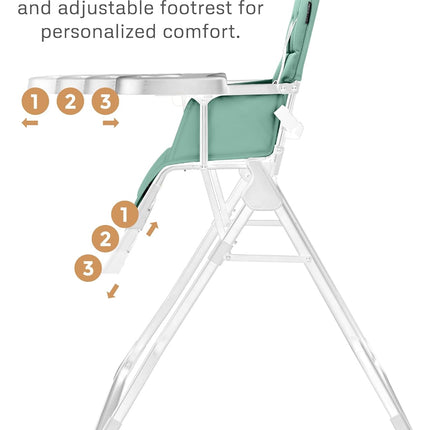 Neobreez CRIS Premium Baby High Chair Lightweight Foldable Adjustable Tray 5 Point Harness