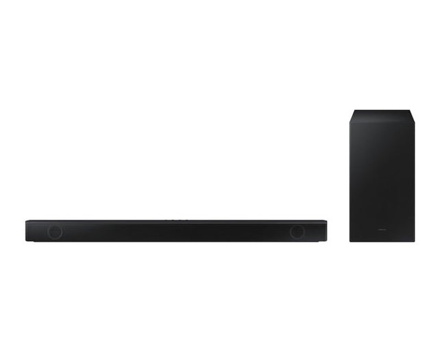 Samsung HW-B530 2.1ch soundbar with Dolby Digital Audio, DTS Virtual:X, wireless subwoofer & powerful bass for immersive home entertainment.