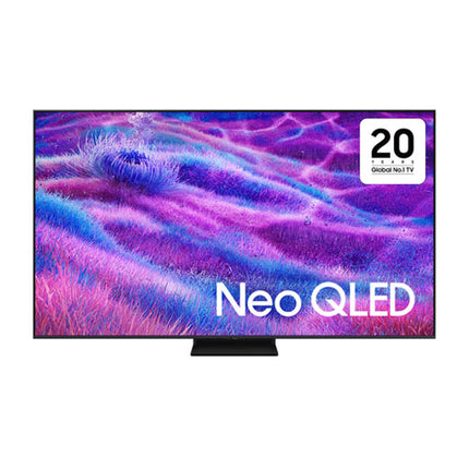 Samsung 55QN80F 55 inch Neo QLED 4K Smart TV with Mini LED, 120Hz refresh rate, AI upscaling, Quantum HDR, Dolby Atmos, and Tizen OS.