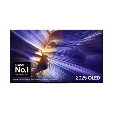 Samsung 77S91F 77 inch OLED 4K Smart TV with 144Hz refresh rate, Neural Quantum Processor, HDR OLED display, Dolby Atmos, and immersive gaming features.