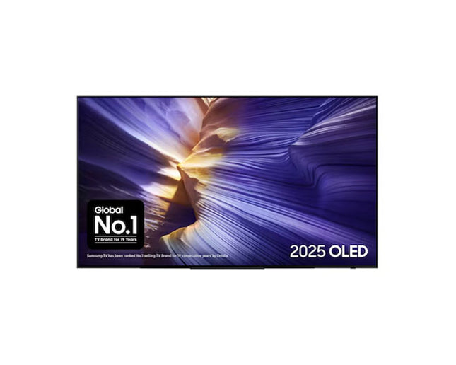 Samsung 77S91F 77 inch OLED 4K Smart TV with 144Hz refresh rate, Neural Quantum Processor, HDR OLED display, Dolby Atmos, and immersive gaming features.