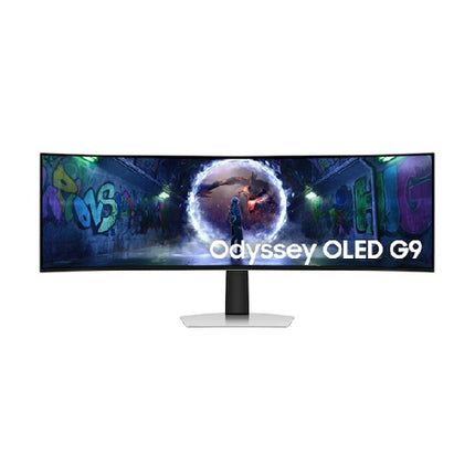 Samsung 49 inch LS49DG934SUXEN Odyssey OLED G9 monitor with 240Hz refresh rate, Dual QHD display, OLED HDR, 0.03ms response time & Smart Gaming features.