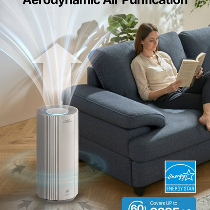 Coway Airmega 450 air purifier white cylindrical design