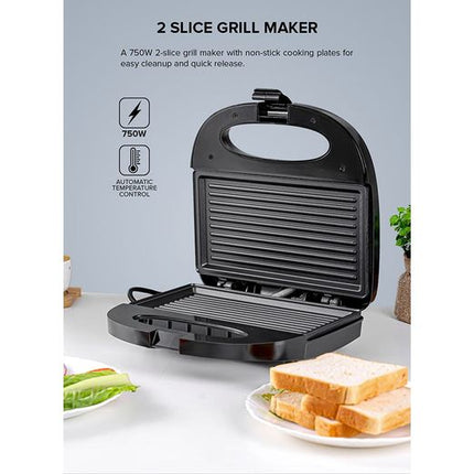 Olsenmark 2-Slice Grill Maker with Non-Stick Plates, 750W OMGM2320