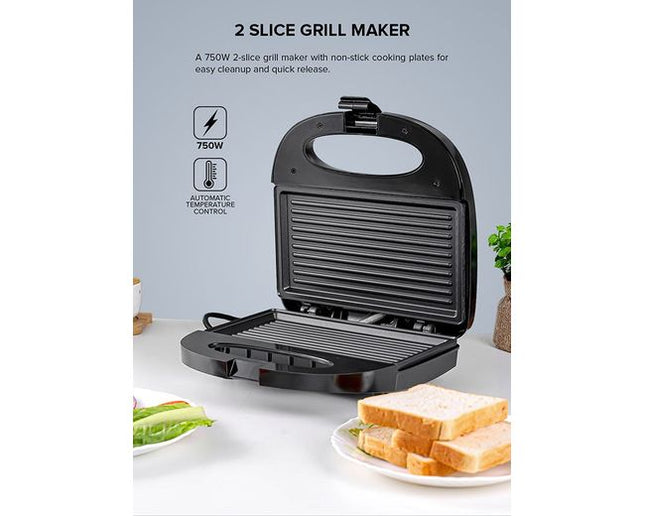 Olsenmark 2-Slice Grill Maker with Non-Stick Plates, 750W OMGM2320