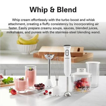 Hamilton Beach HB6040-ME Turbo Boost Hand Blender Set, 600W with 700ml Beaker, 500ml Chopper & Whisk