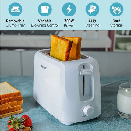Geepas GBT36515N 2-Slice Bread Toaster, 700W, 6 Browning Levels, Removable Crumb Tray