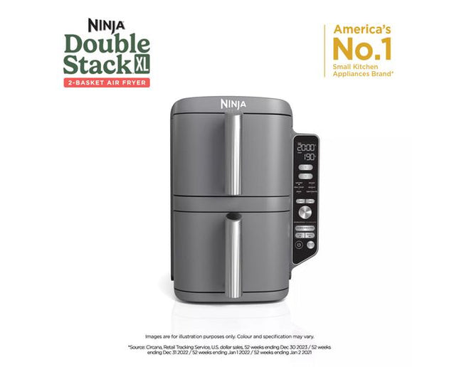 Ninja Double Stack XL Air Fryer, 9.5L, 2 Drawers, 6 Functions, SL400ME