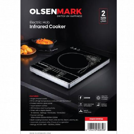 Olsenmark OMIC2091M Infrared Cooker, 2200W Single Electric Hob with Touch Controls